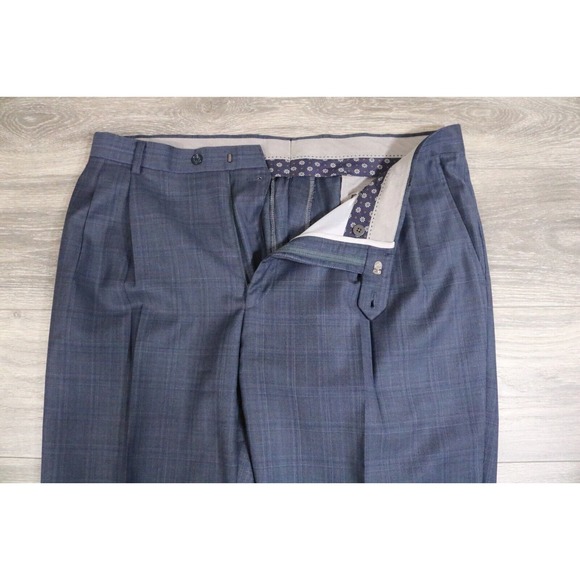 54L Hart Schaffner Marx Navy Wool 2-Piece Suit Trousers Jacket Pants 41 - Picture 14 of 16